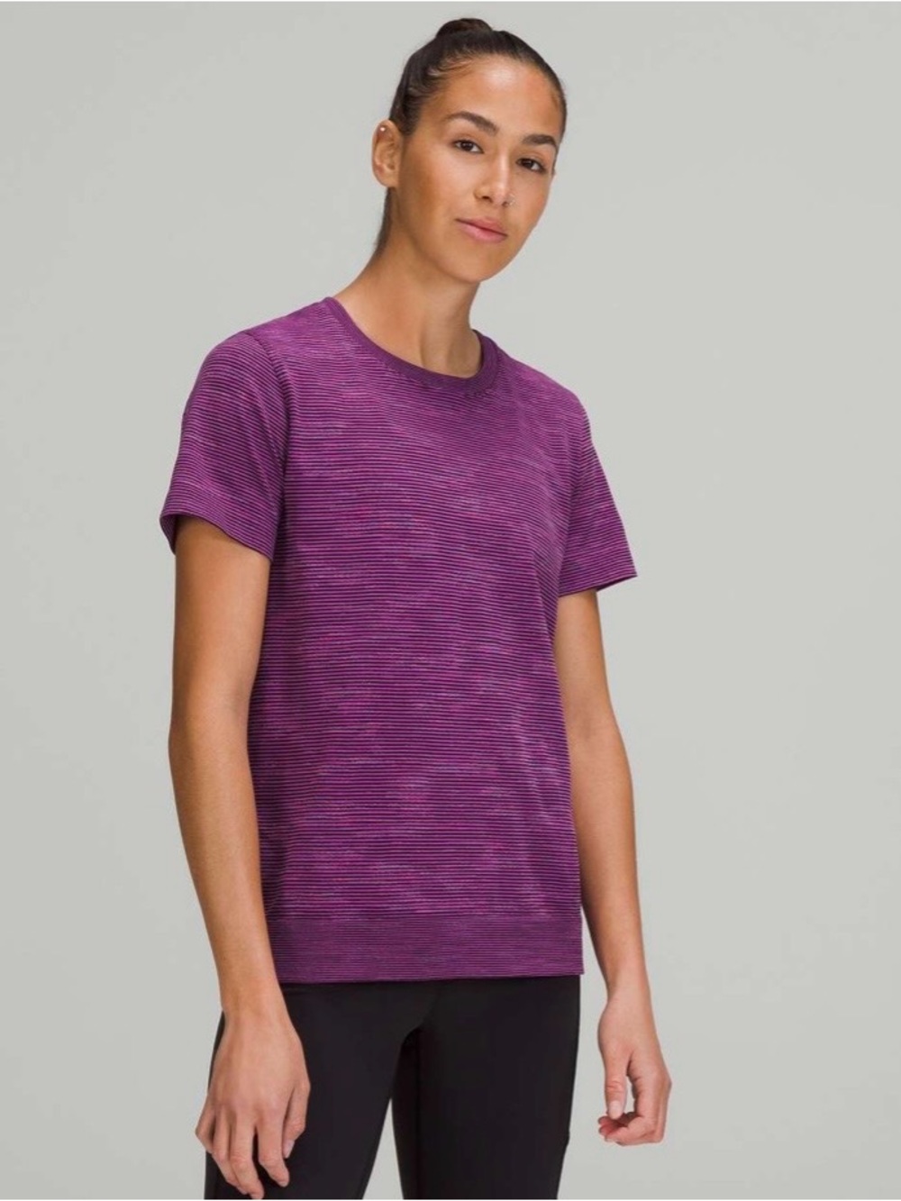 Lululemon Swiftly relaxed short sleeve purple shirt yoga Pilates athleisure